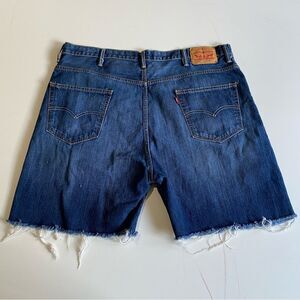 Levi’s 569 Distressed Hem Denim Jean Shorts Unisex Blue Sz 42